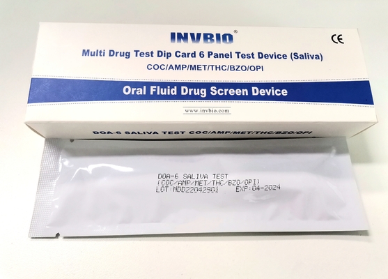 50ng/ml Bộ kiểm tra lạm dụng ma túy 6 bảng bằng miệng Xác nhận nước bọt cao cấp