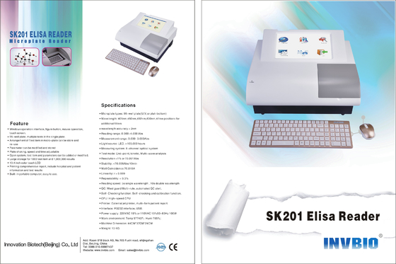SK201 8 kênh Elisa Microplate Reader Máy phân tích hóa học lâm sàng